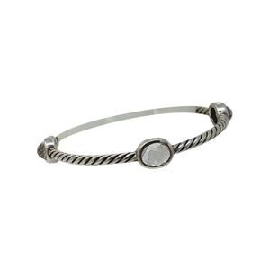 David Yurman Sterling Silver Crystal Quartz stations cable bangle